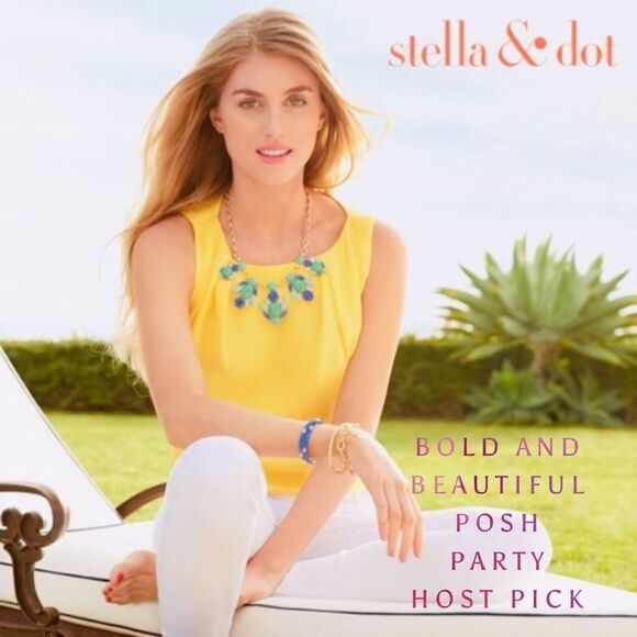 stella & dot ~ juniper statement necklace ~ blue green - Picture 2 of 11
